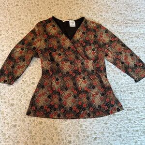 Vintage east5th floral patterned mesh top